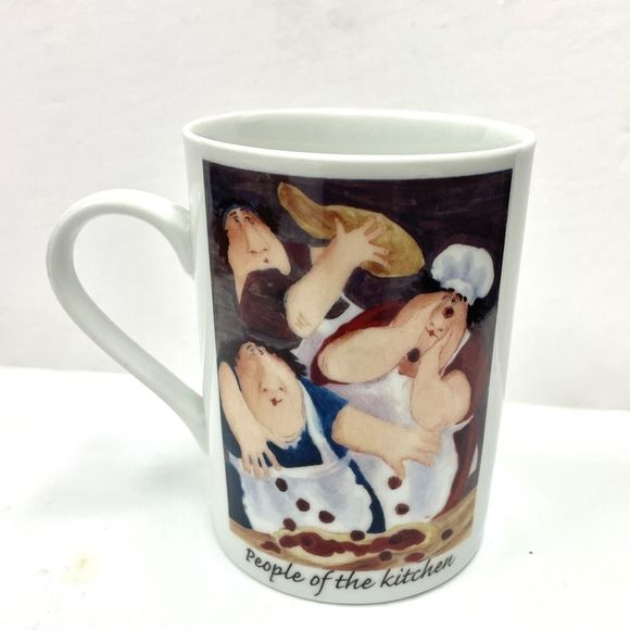 People Of The Kitchen By ERIKA ONER White Ceramic Coffee Tea Mug Cup Chef - Picture 2 of 6